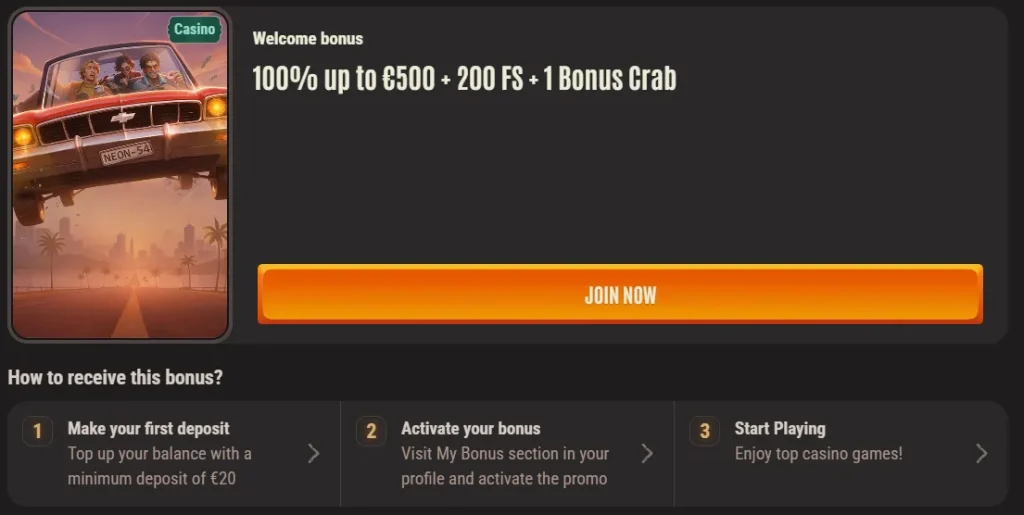 neon54 welcome bonus